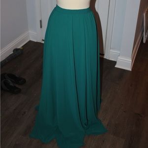 Emerald green blue maxi skirt chiffon